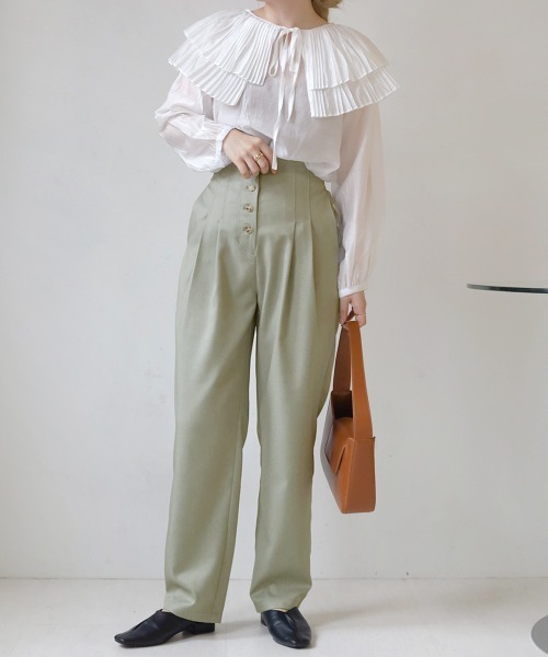 Bab(バブ)の「【セットアップ対応】ボタンフライストレートパンツ(その他パンツ・レディース・ライトグリーン/ブラウン/ベージュ・M)」の14枚目の写真