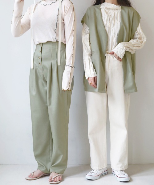 Bab(バブ)の「【セットアップ対応】ボタンフライストレートパンツ(その他パンツ・レディース・ライトグリーン/ブラウン/ベージュ・M)」の16枚目の写真