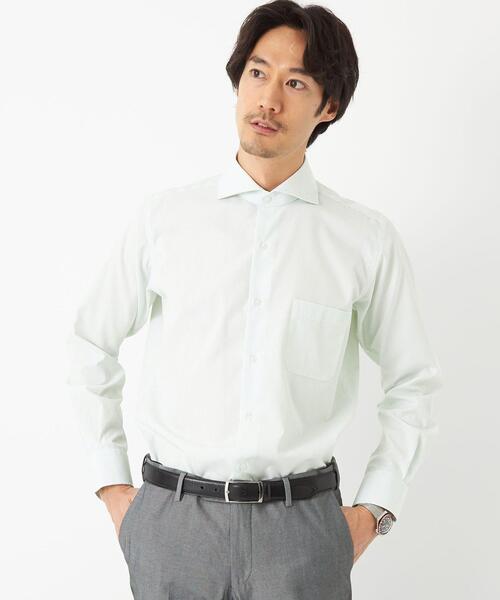 コットン ピンストライプ スリム カッタウェイカラー ドレスシャツ イージーアイロン ビジネスシャツ Green Label Relaxing グリーンレーベルリラクシング のファッション通販 Zozotown