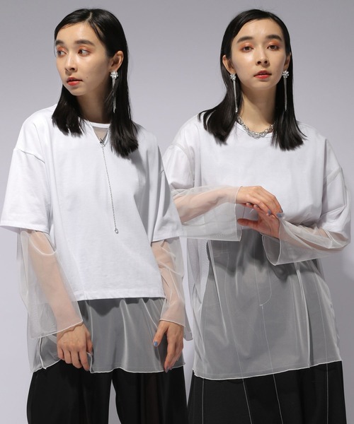 HARE(ハレ)の「リバーシブルチュールT(HARE)(Tシャツ/カットソー・レディース・ホワイト/ブラック/ブルー・FREE)」の2枚目の写真