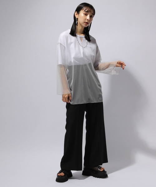 HARE(ハレ)の「リバーシブルチュールT(HARE)(Tシャツ/カットソー・レディース・ホワイト/ブラック/ブルー・FREE)」の6枚目の写真