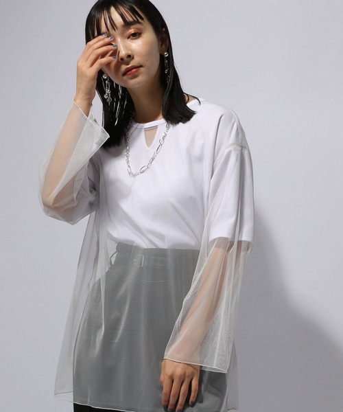 HARE(ハレ)の「リバーシブルチュールT(HARE)(Tシャツ/カットソー・レディース・ホワイト/ブラック/ブルー・FREE)」の14枚目の写真