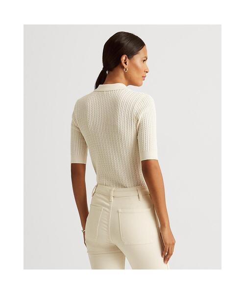 LAUREN RALPH LAUREN(ローレン ラルフ ローレン)の「ケーブルニット Polo セーター(ニット/セーター・レディース・ナチュラル・M/S/XS/L/XXS)」の4枚目の写真