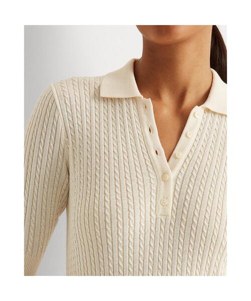 LAUREN RALPH LAUREN(ローレン ラルフ ローレン)の「ケーブルニット Polo セーター(ニット/セーター・レディース・ナチュラル・M/S/XS/L/XXS)」の5枚目の写真