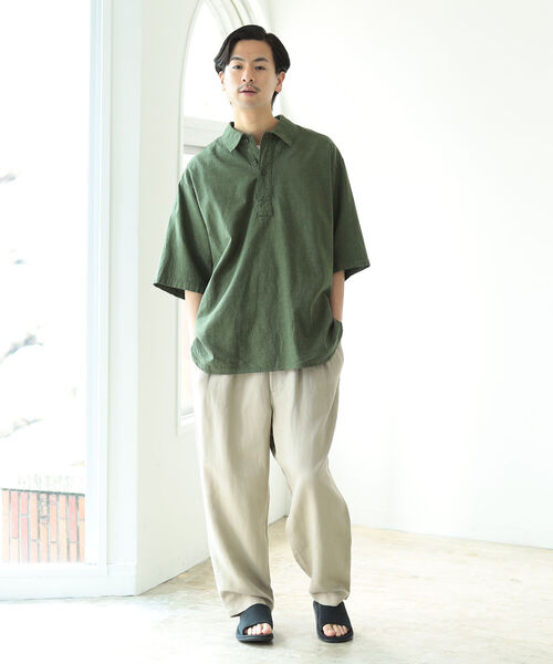BEAMS（ビームス）の「BEAMS / ミリタリー プルオーバーシャツ（シャツ/ブラウス・メンズ・ナチュラル/ブルー/オリーブ・S/M/XL/L）」の6枚目の写真