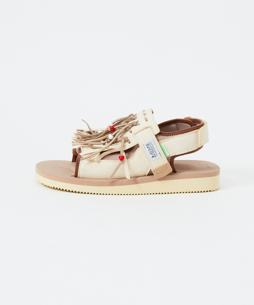 L'Appartment　[SUICOKE]ファー×フリンジサボサンダル　茶 日本未発売】 L'Appartment [SUICOKE]ファー×フリンジサボ