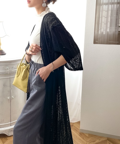 classicalelf(クラシカルエルフ)の「華やぐ大人レース。総レースロング丈カーディガン(カーディガン/ボレロ・レディース・ブラック/ベージュ/オフホワイト・SMALL/MEDIUM/LARGE/X-LARGE)」の10枚目の写真