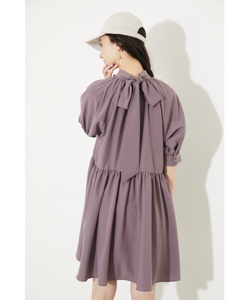 rienda（リエンダ）の「バルーンスリーブギャザーミニワンピース（ワンピース・レディース・パープル/カーキ/ホワイト系その他・FREE）」の16枚目の写真