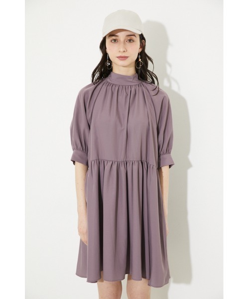 rienda（リエンダ）の「バルーンスリーブギャザーミニワンピース（ワンピース・レディース・パープル/カーキ/ホワイト系その他・FREE）」の10枚目の写真