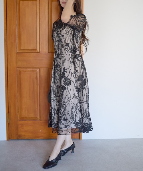 総レース バックリボン 結婚式 パーティー オケージョン ドレス セール】総レース バックリボン 結婚式 パーティー オケージョン