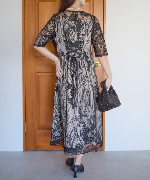 セール】総レース バックリボン 結婚式 パーティー オケージョン