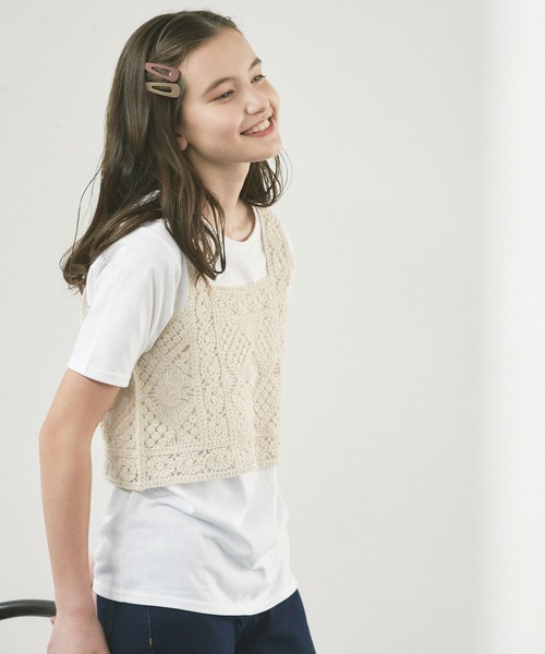 GLOBAL WORK(グローバルワーク)の「クロシェビスチェ/TシャツSET/AND YUA ANY/274996(その他トップス・キッズ・ホワイト・150cm/160cm)」の8枚目の写真