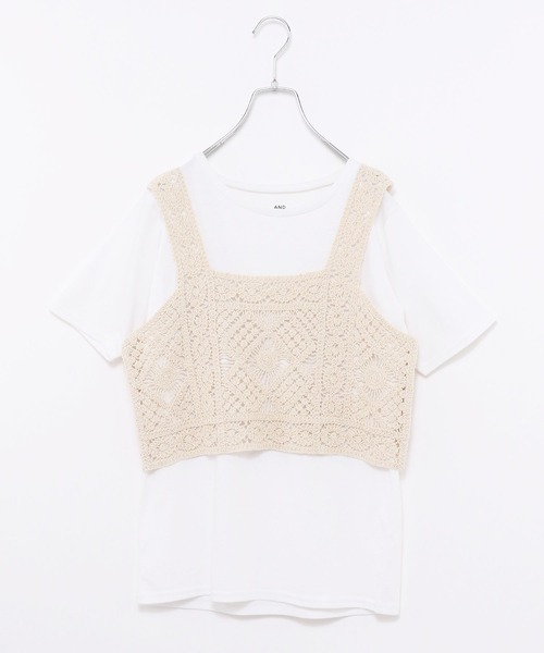 GLOBAL WORK(グローバルワーク)の「クロシェビスチェ/TシャツSET/AND YUA ANY/274996(その他トップス・キッズ・ホワイト・150cm/160cm)」の15枚目の写真