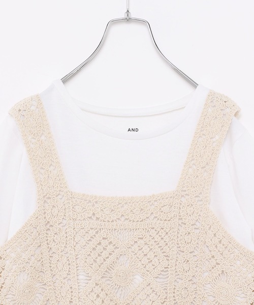 GLOBAL WORK(グローバルワーク)の「クロシェビスチェ/TシャツSET/AND YUA ANY/274996(その他トップス・キッズ・ホワイト・150cm/160cm)」の17枚目の写真