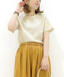 クレープギンガムチェックT シャツ