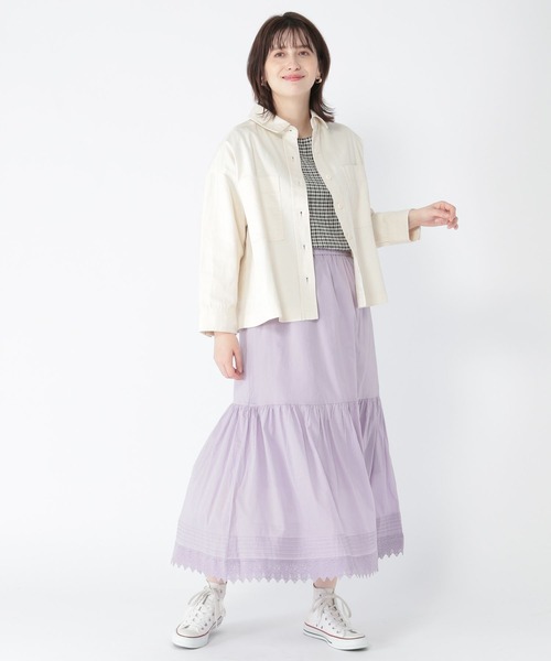 studio CLIP(スタディオクリップ)の「クレープギンガムチェックT シャツ(Tシャツ/カットソー・レディース・ベージュ/ブルー/ブラック/グリーン・MEDIUM/LARGE)」の9枚目の写真