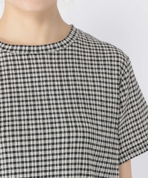 studio CLIP(スタディオクリップ)の「クレープギンガムチェックT シャツ(Tシャツ/カットソー・レディース・ベージュ/ブルー/ブラック/グリーン・MEDIUM/LARGE)」の6枚目の写真
