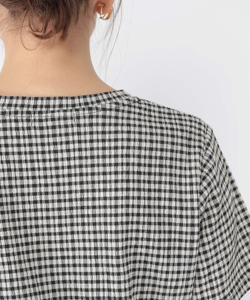 studio CLIP(スタディオクリップ)の「クレープギンガムチェックT シャツ(Tシャツ/カットソー・レディース・ベージュ/ブルー/ブラック/グリーン・MEDIUM/LARGE)」の21枚目の写真