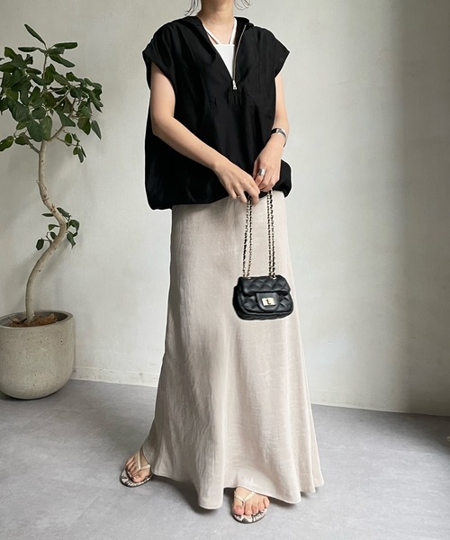 DouDou（ドゥドゥ）の「フレンチスリーブアノラック（シャツ/ブラウス・レディース・ブラック/ブラウン/アイボリー・FREE）」の4枚目の写真