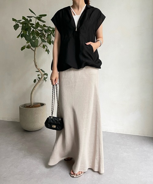 DouDou（ドゥドゥ）の「フレンチスリーブアノラック（シャツ/ブラウス・レディース・ブラック/ブラウン/アイボリー・FREE）」の6枚目の写真