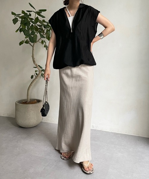 DouDou（ドゥドゥ）の「フレンチスリーブアノラック（シャツ/ブラウス・レディース・ブラック/ブラウン/アイボリー・FREE）」の7枚目の写真