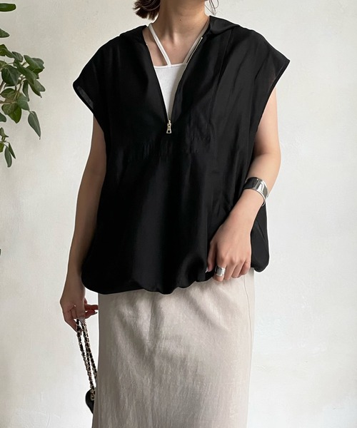 DouDou（ドゥドゥ）の「フレンチスリーブアノラック（シャツ/ブラウス・レディース・ブラック/ブラウン/アイボリー・FREE）」の11枚目の写真