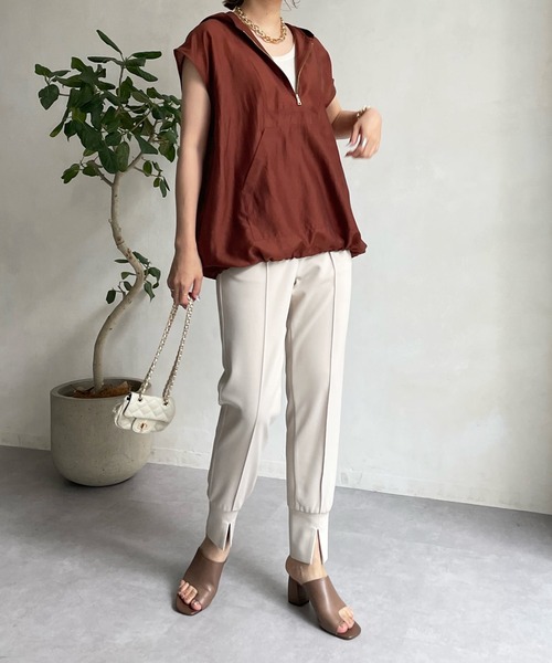 DouDou（ドゥドゥ）の「フレンチスリーブアノラック（シャツ/ブラウス・レディース・ブラック/ブラウン/アイボリー・FREE）」の13枚目の写真