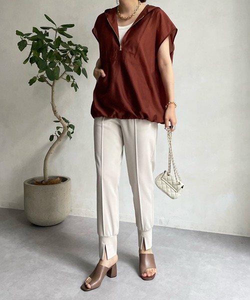 DouDou（ドゥドゥ）の「フレンチスリーブアノラック（シャツ/ブラウス・レディース・ブラック/ブラウン/アイボリー・FREE）」の15枚目の写真