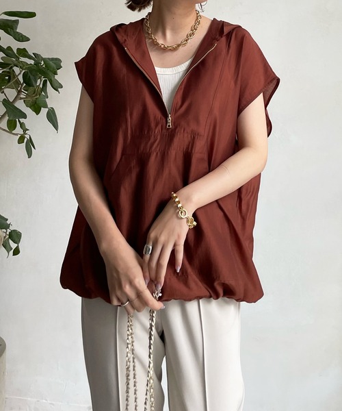 DouDou（ドゥドゥ）の「フレンチスリーブアノラック（シャツ/ブラウス・レディース・ブラック/ブラウン/アイボリー・FREE）」の18枚目の写真