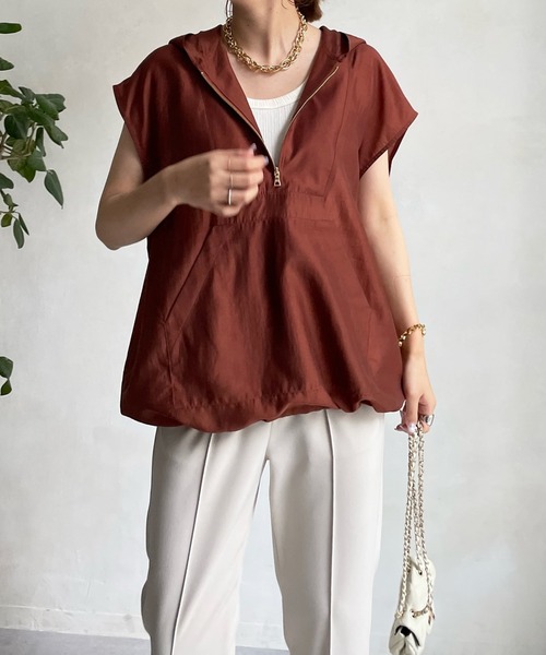 DouDou（ドゥドゥ）の「フレンチスリーブアノラック（シャツ/ブラウス・レディース・ブラック/ブラウン/アイボリー・FREE）」の19枚目の写真