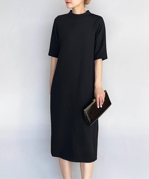 PICCIN（ピッチン）の「ハイネック後ろパールワンピース（ワンピース・レディース・ブラック/ベージュ/ネイビー・M）」の4枚目の写真