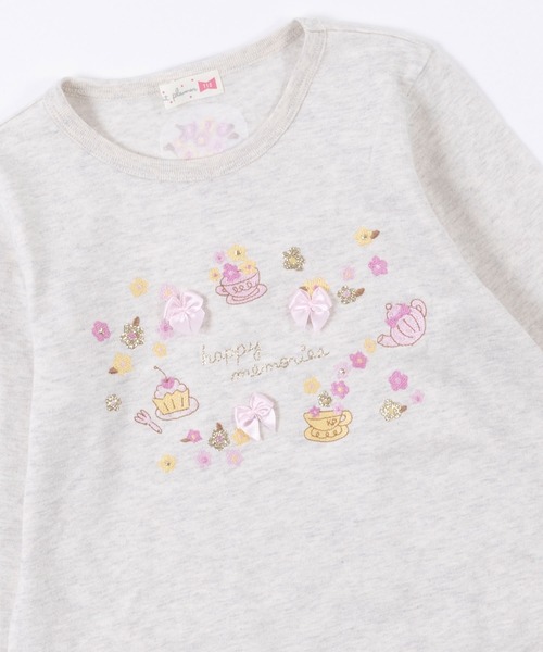 KP（ケーピー）の「日本製/ティータイムモチーフTシャツ(100～130)（Tシャツ/カットソー・キッズ・オートミール/サックスブルー・100cm/130cm/120cm/110cm）」の3枚目の写真