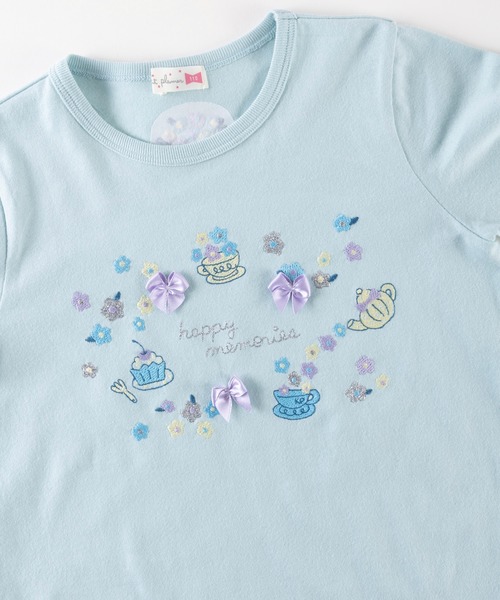 KP（ケーピー）の「日本製/ティータイムモチーフTシャツ(100～130)（Tシャツ/カットソー・キッズ・オートミール/サックスブルー・100cm/130cm/120cm/110cm）」の5枚目の写真