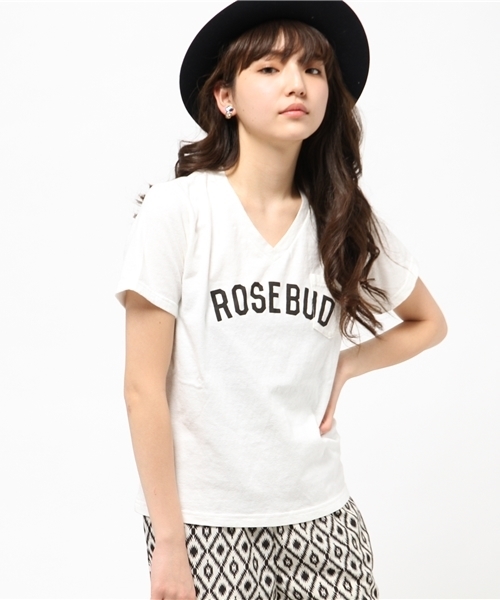 ROSE BUD(ローズバッド)の「LCTT-15154 ROSEBUD PT S/S POCKET-T(Tシャツ/カットソー・レディース・ホワイト/ブラック/オリーブ・ONE SIZE)」の2枚目の写真