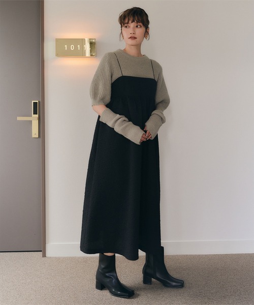 titivate（ティティベイト）の「ｱｰﾑｳｫｰﾏｰ付ﾊﾟﾌｽﾘｰﾌﾞﾆｯﾄ（ニット/セーター・レディース・ダークブラウン/アイボリー/グレイッシュベージュ/ライトグリーン・M/S）」の13枚目の写真