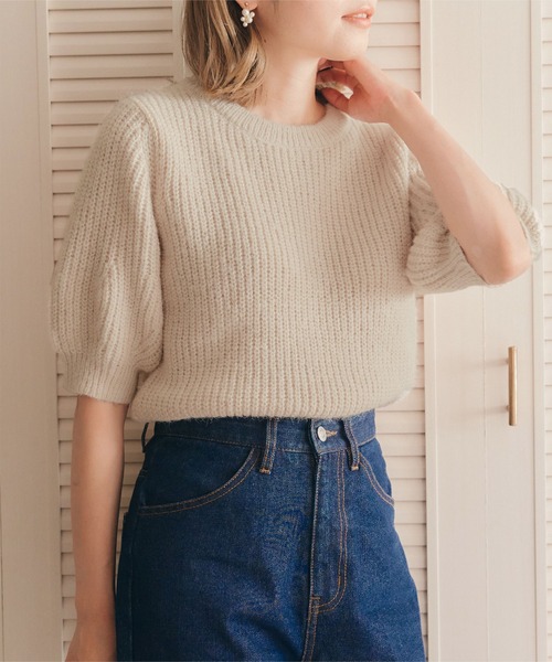 titivate（ティティベイト）の「ｱｰﾑｳｫｰﾏｰ付ﾊﾟﾌｽﾘｰﾌﾞﾆｯﾄ（ニット/セーター・レディース・ダークブラウン/アイボリー/グレイッシュベージュ/ライトグリーン・M/S）」の10枚目の写真