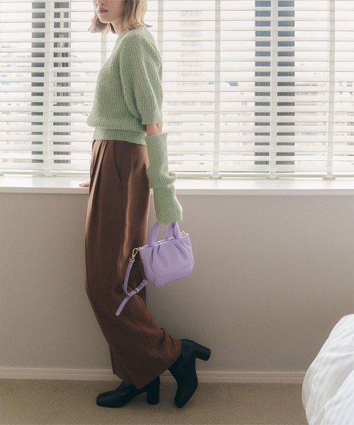 titivate（ティティベイト）の「ｱｰﾑｳｫｰﾏｰ付ﾊﾟﾌｽﾘｰﾌﾞﾆｯﾄ（ニット/セーター・レディース・ダークブラウン/アイボリー/グレイッシュベージュ/ライトグリーン・M/S）」の15枚目の写真