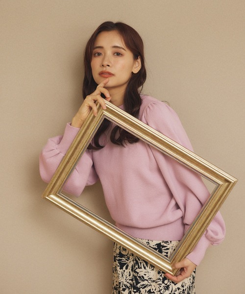 mysty woman（ミスティウーマン）の「ボリュームスリーブラメハイネック 157250（ニット/セーター・レディース・ピンク/グリーン系その他/ブルー/ブラック/アイボリー/モカ/ライトパープル・FREE）」の6枚目の写真