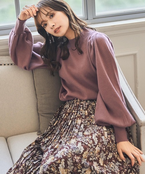 mysty woman（ミスティウーマン）の「ボリュームスリーブラメハイネック 157250（ニット/セーター・レディース・ピンク/グリーン系その他/ブルー/ブラック/アイボリー/モカ/ライトパープル・FREE）」の18枚目の写真