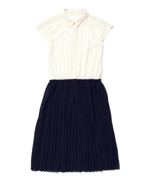 BEAMS LIGHTS Women's（ビームスライツ ウィメンズ）の「BEAMS LIGHTS / 配色プリーツワンピース（ワンピース・レディース・ベージュ/オリーブ/ネイビー・36/38）」の8枚目の写真