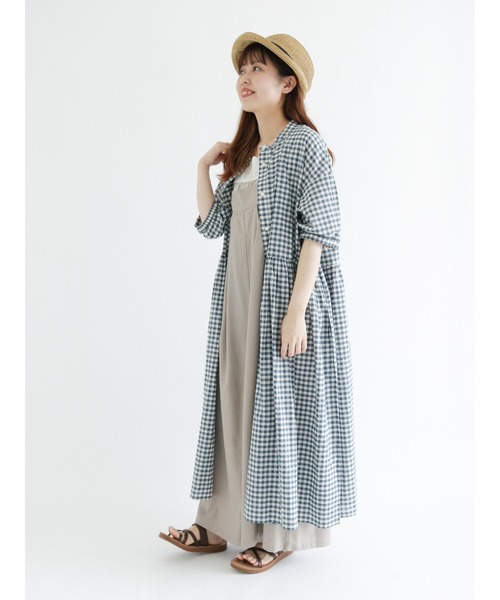 Samansa Mos2（サマンサ モスモス）の「スタンドカラーワンピース（ワンピース・レディース・ブラック/レッド/オフホワイト/ブルー/キナリ・ﾌﾘ-）」の4枚目の写真