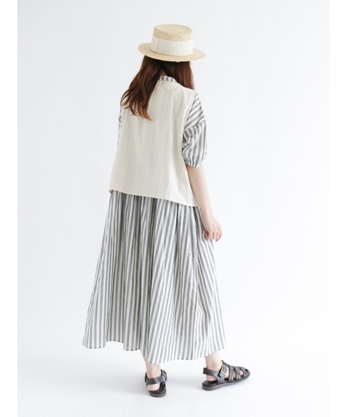 Samansa Mos2（サマンサ モスモス）の「スタンドカラーワンピース（ワンピース・レディース・ブラック/レッド/オフホワイト/ブルー/キナリ・ﾌﾘ-）」の16枚目の写真