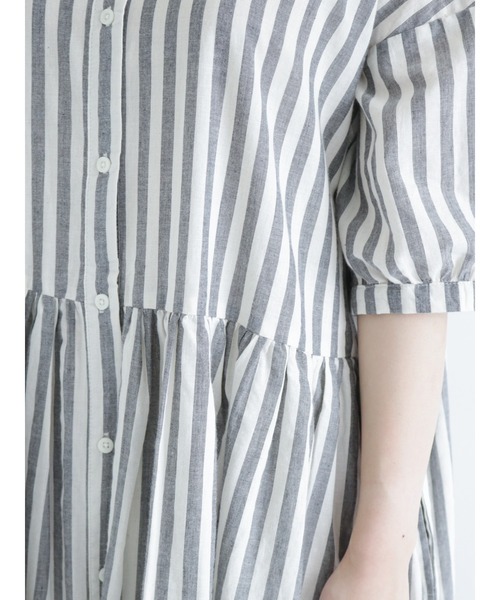 Samansa Mos2（サマンサ モスモス）の「スタンドカラーワンピース（ワンピース・レディース・ブラック/レッド/オフホワイト/ブルー/キナリ・ﾌﾘ-）」の13枚目の写真