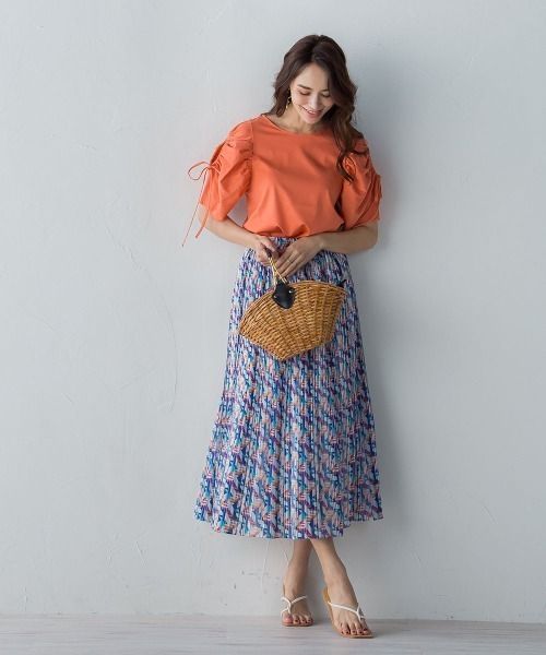 Viaggio Blu(ビアッジョブルー)の「袖ギャザープルオーバー≪洗濯機で洗える≫(Tシャツ/カットソー・レディース・ホワイト/ネイビー/ブルー/オレンジ・S/M/L)」の5枚目の写真