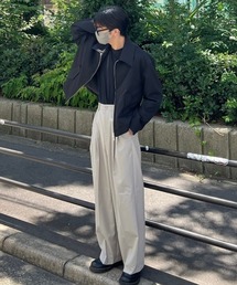 Chikashitsu + | 【Chikashitsu +/チカシツプラス】wide tuck slacks/パンツ スラックス ワイドタック ワイドスラックス ワイドパンツ タックパンツ(スラックス)