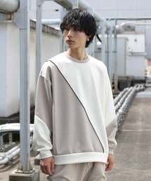 【洗える/シワ防止】TWOフェイスオーバーサイズスウェット UVカット/サスティナブル素材/リラックスフィット