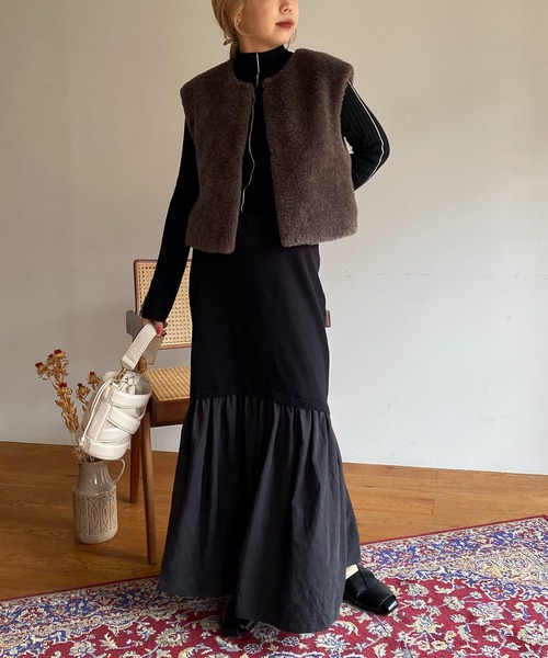 CAPRICIEUX LE'MAGE(カプリシューレマージュ)の「ドッキングマーメイドスカート(スカート・レディース・ブラック/カーキ・FREE)」の15枚目の写真