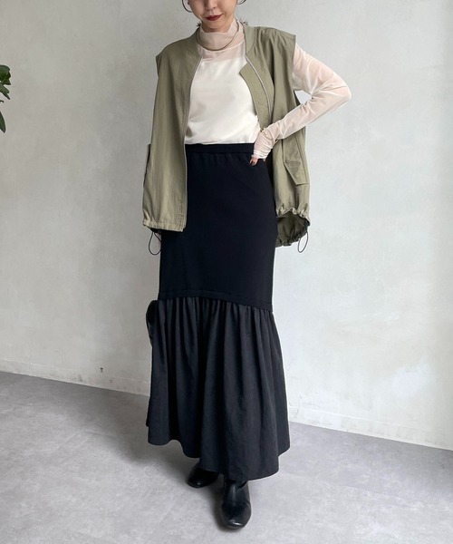 CAPRICIEUX LE'MAGE(カプリシューレマージュ)の「ドッキングマーメイドスカート(スカート・レディース・ブラック/カーキ・FREE)」の16枚目の写真