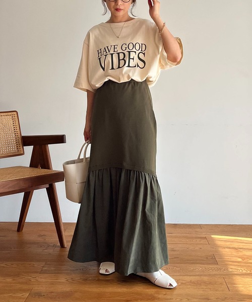 CAPRICIEUX LE'MAGE(カプリシューレマージュ)の「ドッキングマーメイドスカート(スカート・レディース・ブラック/カーキ・FREE)」の22枚目の写真