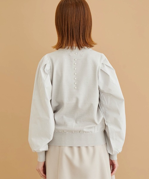 ROPE' PICNIC(ロペピクニック)の「アンチピリングバックパール袖異素材ニットプルオーバー(ニット/セーター・レディース・ダークパープル/ライトグレー/ブラック・38)」の17枚目の写真